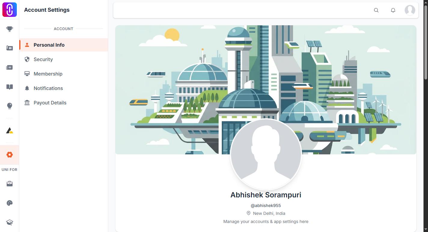 Screenshot of the account Settings sidebar (Personal Info, Security, Membership, Notifications, Payout Details) since this is the hub article readers land on when confused about where things live.