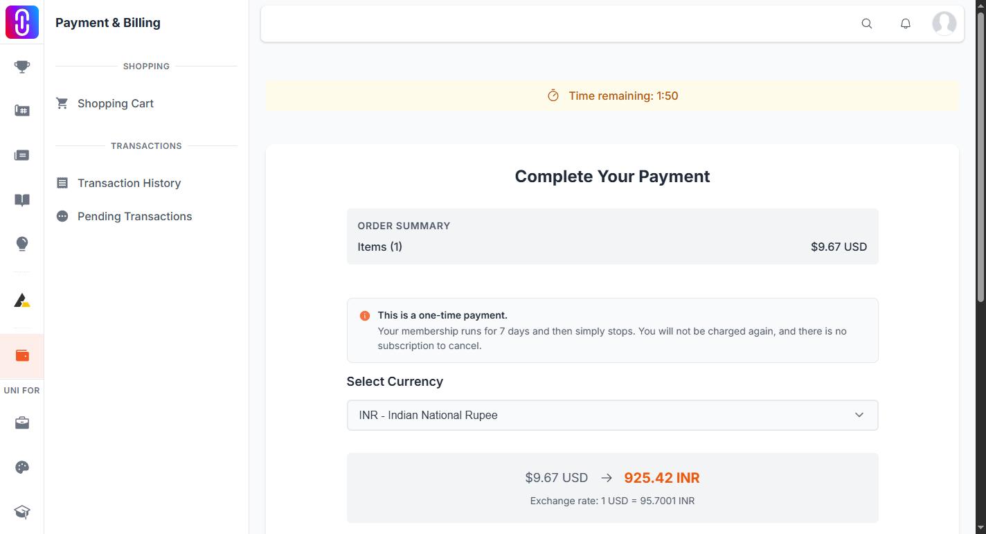 The checkout page's countdown timer and the 'Session expired. Please try again.' message, since the whole article is about correctly reading this one on-screen element.
