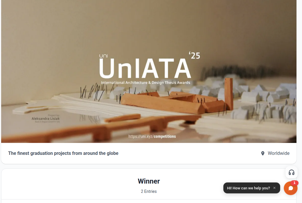 The public entries page of a closed competition, showing entries grouped by award