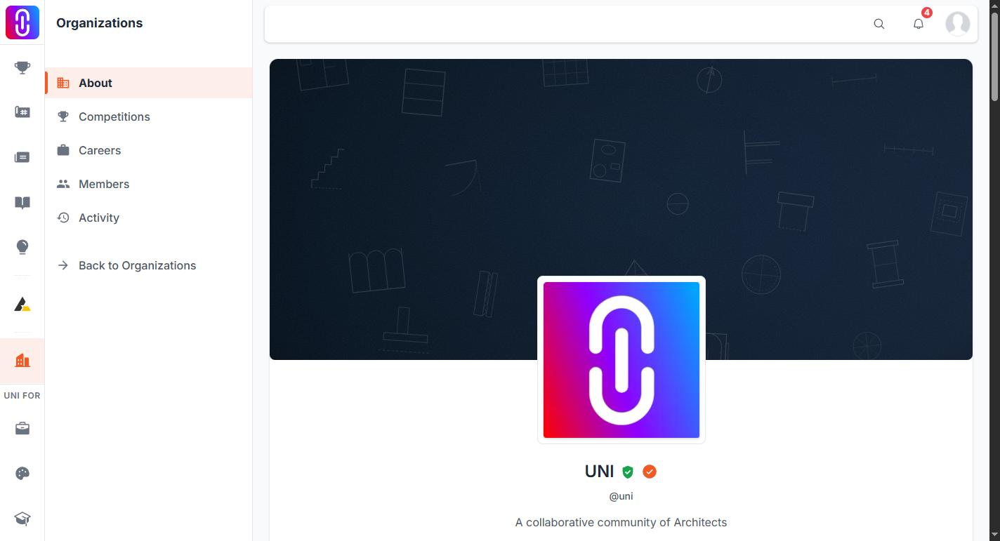 Screenshot of an organization header showing the tick and shield together, since the article exists specifically to help a reader tell these two icons apart.