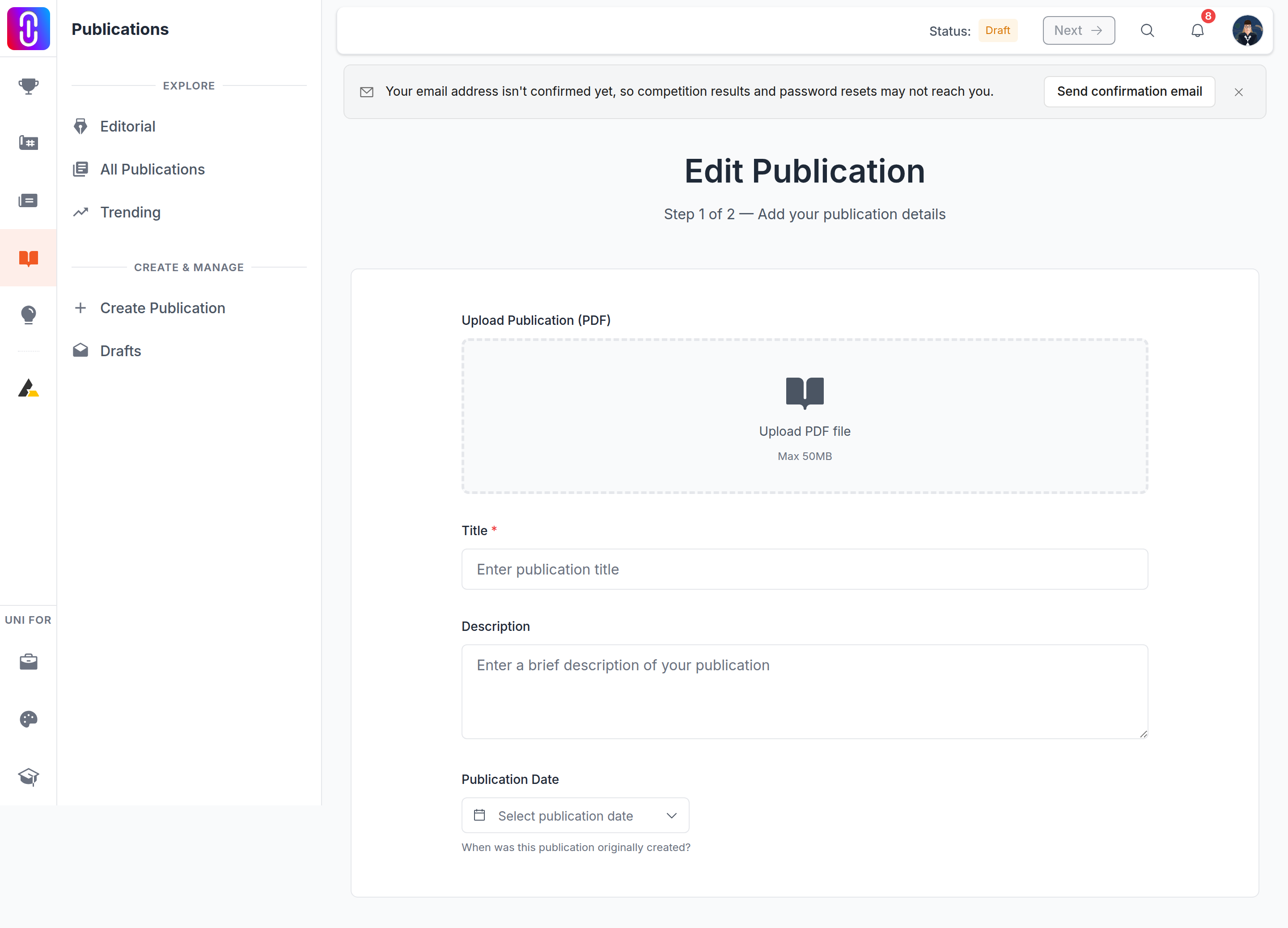 The Publication Date field in the editor, the single control the whole article is about.