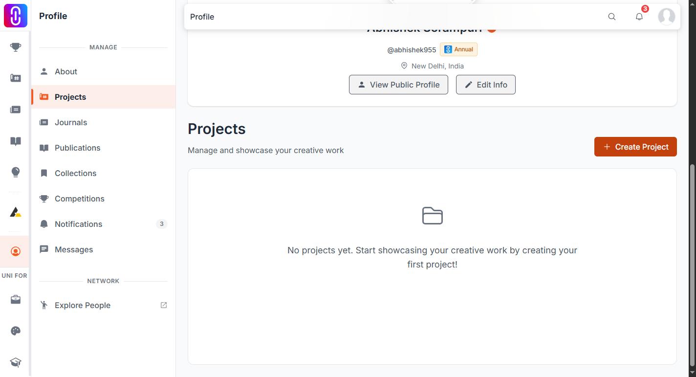 The project card's menu on the Projects tab showing the Publish/Unpublish options.
