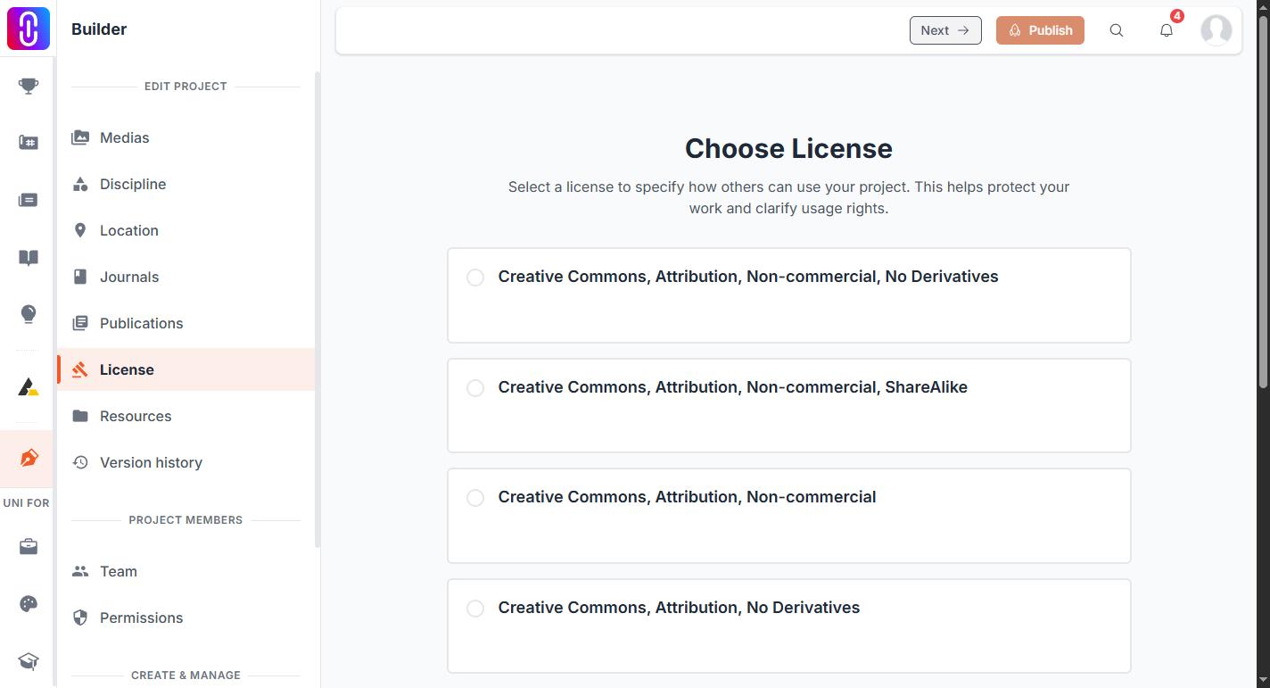 The licence card with the hover popover open, showing where to place the pointer and what the terms panel looks like.