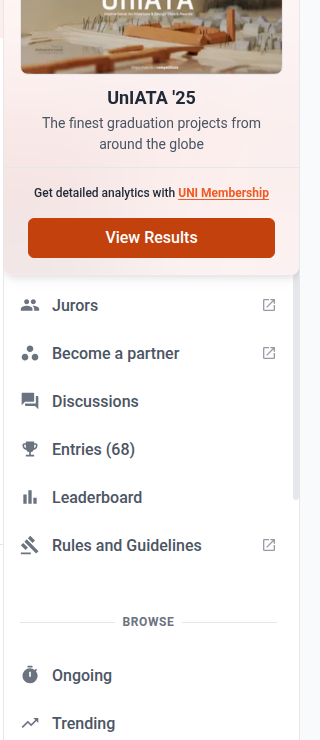 The competition menu, where an Entries item appears once the shortlist or results date has passed